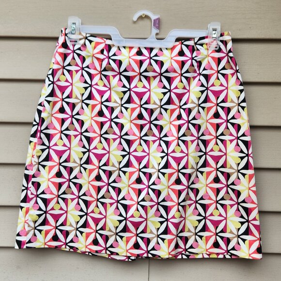 Geoffrey Beene Sport A-Line Multicolor Skirt Floral Geo-Print Cotton Blend - Picture 2 of 12